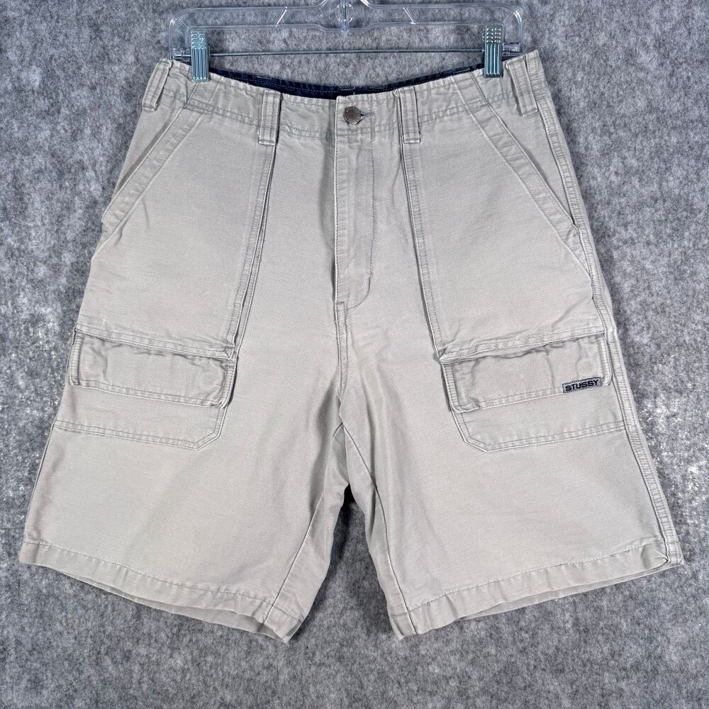 Stussy Cargo Shorts Mens 30x9 Gray Y2K Vintage Skate Surfer Has A Hole Pocket